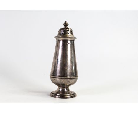 Silver hallmarked sugar caster / dredger, weight 177g, base uneven. Height 16.5g. 