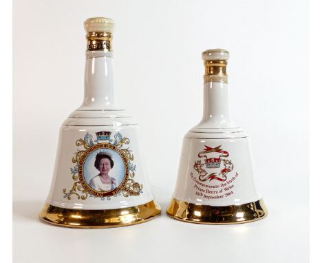 Wade for Bells sealed royal commemorative Whisky decanters (2) 