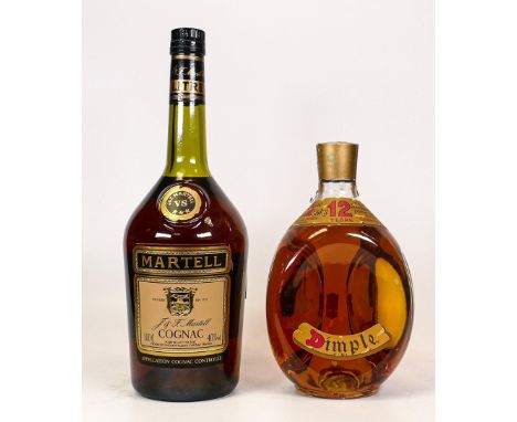 Dimple 12 Years deluxe Scotch Whisky &amp; later 1L Martell Cognac (2) 