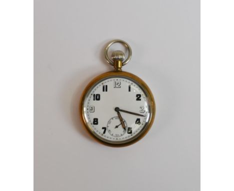 Military top winding steel pocket watch, marked to the rear GS/TP018131 S with broad arrow. 