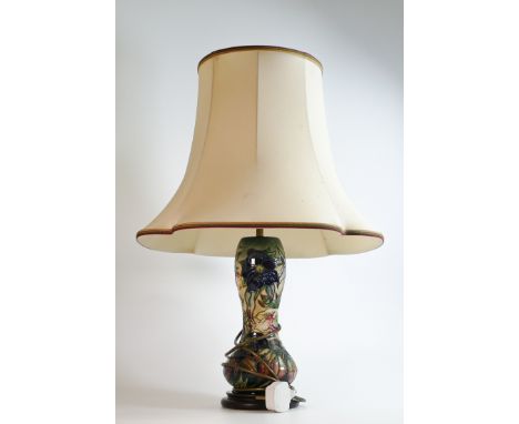 Moorcroft Tiger Lily lamp base with shade. Height 31cm. 