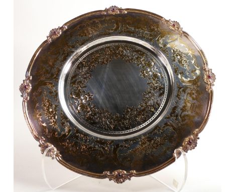 De Lamerie Fine silver plate and part gilt lay plate / tray, specially made high end quality item, new and made in England, d