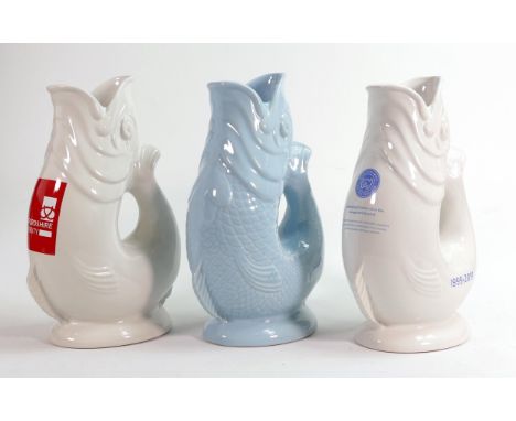 Wade Gluggle jugs, tallest 27cm one. Wade Commemorative &amp; Staffordshire University commemorative. These were removed from