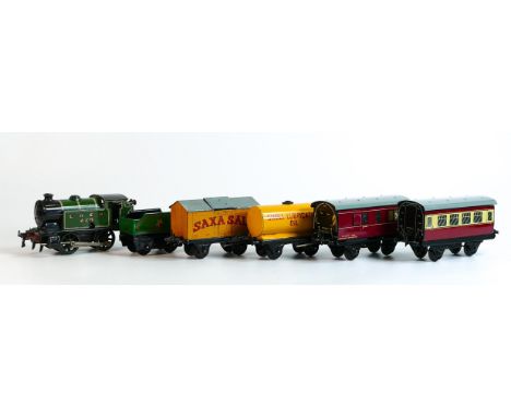 Hornby Trains O gauge Tin Plate Clock Work Engine &amp; Rolling Stock including No1 Tank Loco, No51 Coach 3rd Class, No 41 Co