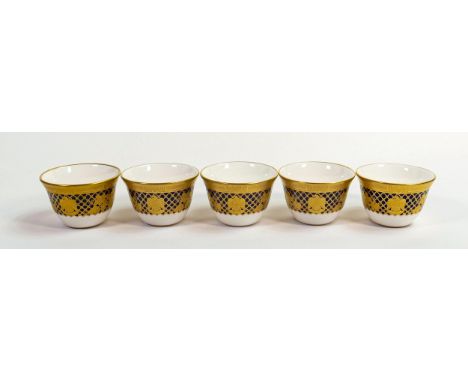 De Lamerie Fine Bone China heavily gilded tea bowls, specially made high end quality item, made in England, height 4.5cm (5) 