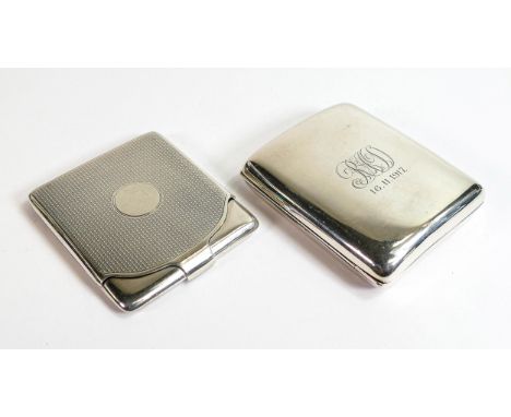 Two x silver cigarette cases, Birmingham 1928 &amp; Birmingham 1916 (initials to front)  Gross weight 173g (2) 