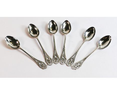 Set of 6 ornate silver teaspoons, 73.1g. 