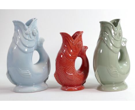 Wade Gluggle jugs, tallest 27cm. These were removed from the archives of the Wade factory and are possible prototypes or colo