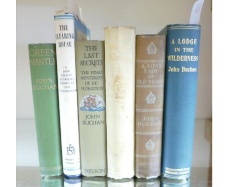 6 x first edition books by John Buchan - Green Mantle, The Clearing House 1946, The Last Secrets 1923, Sir Walter Raleigh, A 