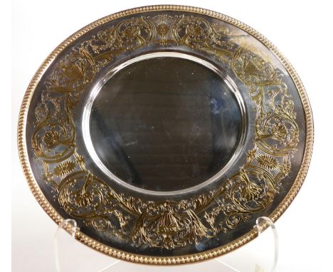 De Lamerie Fine silver plate and part gilt lay plate / tray, specially made high end quality item, new and made in England, d