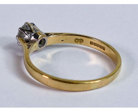 18ct gold diamond solitaire ring, diamond approx half carat, size R, 2.9g. 
