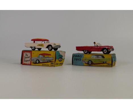 Boxed Corgi 430 Bermuda Taxi &amp; 214 Ford Thunderbird (2) 