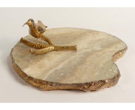 De Lamerie Fine marble &amp; gilt metal cheese dish with Bee Eater decoration, in presentation bag, specially made high end q