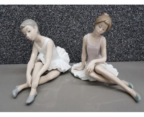 2 Nao by Lladro sitting ballerina figures