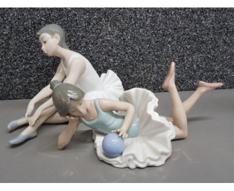 2 Nao by Lladro ballerina figurines, sitting &amp; lying down