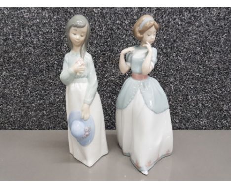 Lladro figure 6755 a proper pose (damage repair to neck) also includes Nao by lladro girl figure