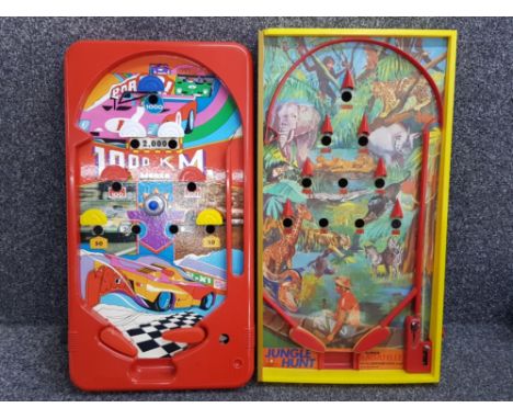 Vintage Flipper bagatelle game "jungle hunt" from the dekkertoys range plus one other "monza 1000 KM