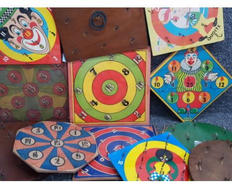 Crate of 12 mixed vintage ring toss games including Chad Valley, Kay-London and H.J.Gray &amp; sons