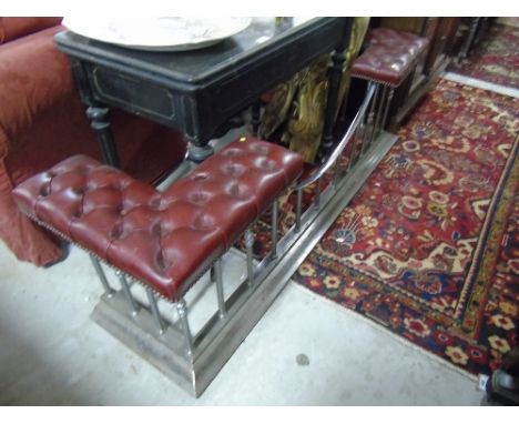 A Large 20th Century Club Fender with red leather button upholstery