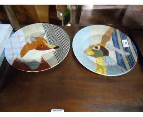 Two Unusual Magpie Collectors Plates by Carola Van Dyke. 