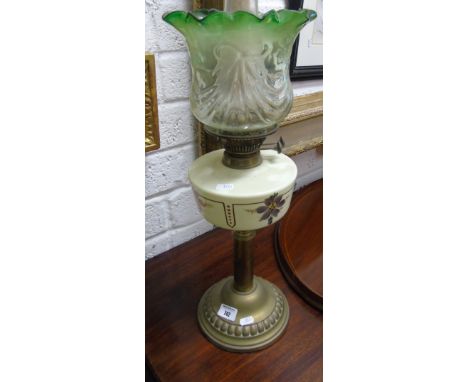 A Late 19th, Early 20th Century Brass Oil Lamp. 