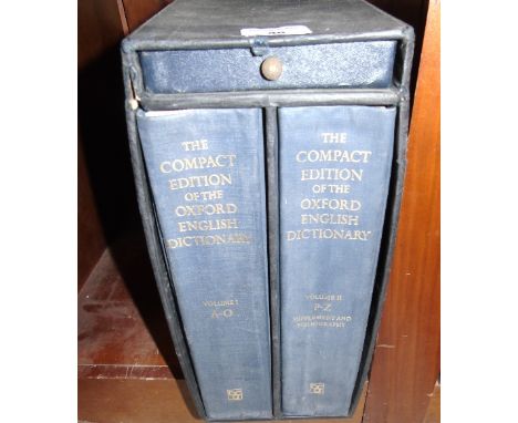 A Compact Edition of The Oxford English Dictionary 2 Vols with Magnifying Glass.