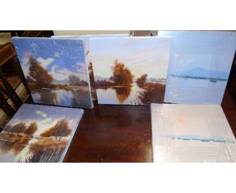 Four Graham Petley (b. 1944) Landscape Oils on Canvas, each 30 x 30cm.