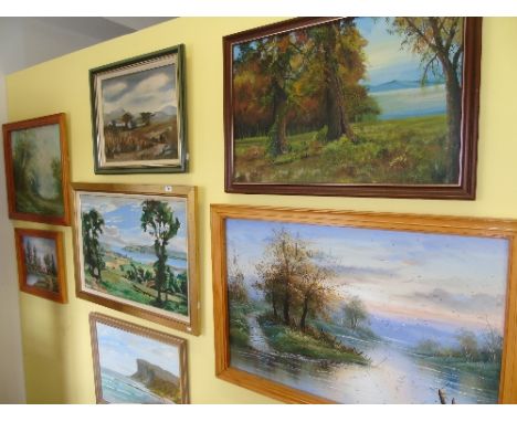 Seven Assorted Oil Paintings, Landscapes &amp; Seascapes by assorted artists, B. Prenderville, Vincent Smith, R. Danford, H. 