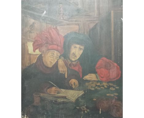 A Large 18th/19th Century Continental School Oil on Canvas after Marinus Claeszoon van Reymerswaele (Dutch. c.1490-c.1546). T