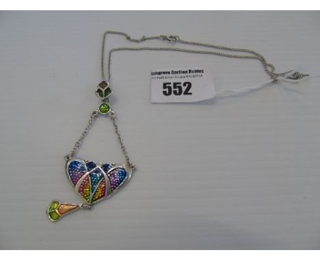A Silver Enamel Art Nouveau Pendant.