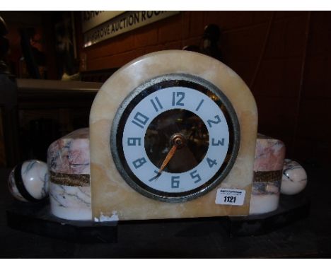 A 1930's Period Marble French Art Deco Clock.