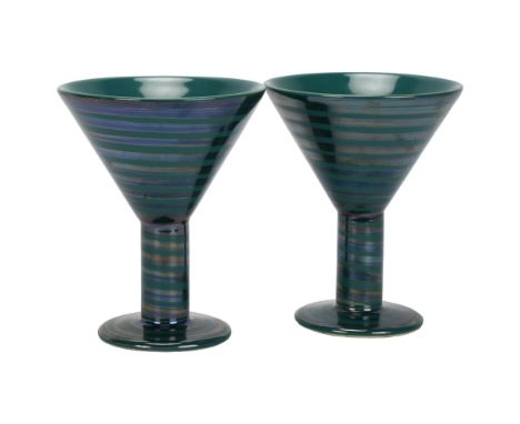 Jaana Turunen for Zeebra, Finland, a pair of ceramic wine / cocktail goblets, signed to base "Tambest", height 13cmGood condi