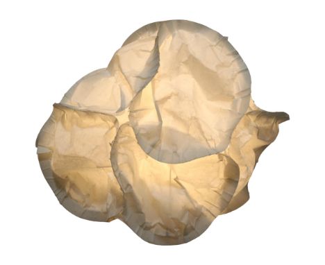 Frank Gehry, a Cloud pendant paper-like lamp shade by Belux, the amorphous shape being customisable, with makers label, appro