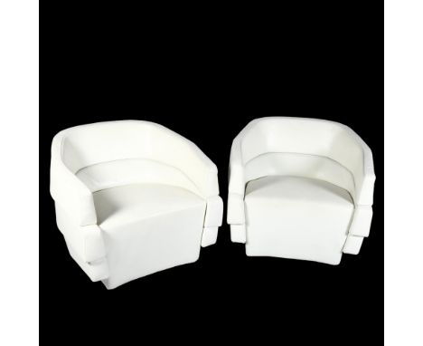 Patricia Urquiola, for Moroso, Italy, a pair of Rift (full-size) armchairs in leather with maker’s label, current RRP in leat