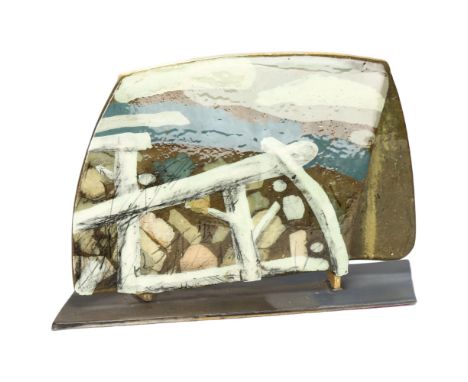 Frank Pottinger RSA (1932-2022) An abstract ceramic landscape "Ceramic Lands", label to base, length 35cmGood condition, no c