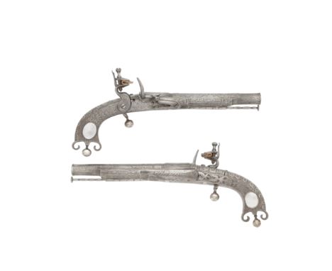 A Pair Of Scottish 22-Bore Flintlock All-Metal Belt Pistols By John Murdoch, Doun (sic), Mid-18th CenturyWith four-stage barr