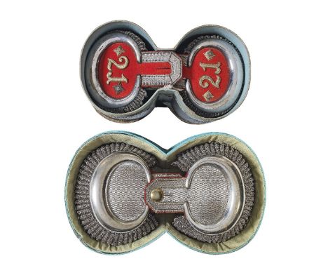 Two Pairs Of Cased Imperial German Officer's Epaulettes Late 19th CenturyThe first pair of the 21st Regiment of Infantry; the
