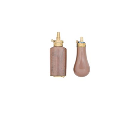 Two Brass-Mounted Powder-Flasks For Percussion PistolsBoth By Sykes, Mid-19th CenturyThe first of two-way form with shouldere