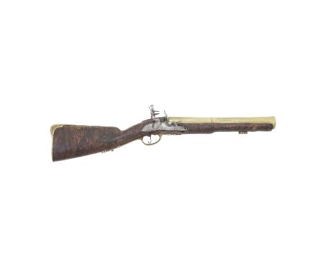 A Brass-Barrelled Flintlock Blunderbuss By Heasler Of London, Late 17th CenturyReconverted from percussion, with three-stage 