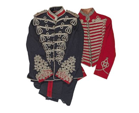 An Officer's Full Dress Tunic Of The Staffordshire Yeomanry CavalryCirca 1890-1914Of navy blue cloth with red facings, full s