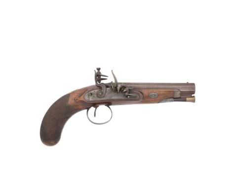 A 25-Bore Flintlock Travelling Pistol Signed Rawson, London, Circa 1820With browned twist octagonal sighted barrel signed in 