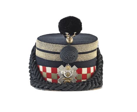 An 1869 Pattern Lieutenant-Colonel's Full Dress Shako Of The Highland Light InfantryThe blue cloth body with red, white and g