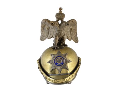 A Fine And Extremely Rare Imperial Russian Garde Du Corps Full Dress Officer's HelmetCirca 1900With gilt-metal skull, silver 