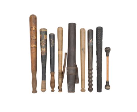 Three Railway Company Constabulary Truncheons, And Four Other Constabulary TruncheonsMostly 19th CenturyEach of hardwood, the