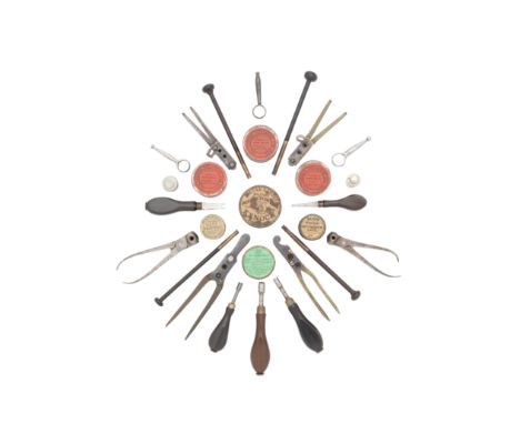 A Group Of Accessories Mostly Relating To Antique Firearms, And A Group Of Percussion Cap Tins For Longarms And PistolsMostly