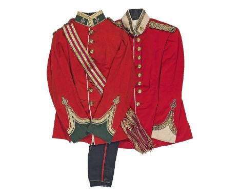 A Lt. Colonel's Full Dress Tunic Of The Derbyshire Regiment (Sherwood Foresters)Circa 1881-1904Of red cloth with green facing