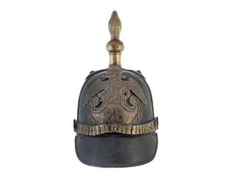 A Russian Crimea Period Soldier's Full Dress Helmet Of The 26th RegimentWith black leather skull and full brass fittings incl