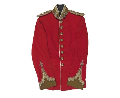 An Officer's Full Dress Tunic Of The Northumberland Fusiliers Circa 1881-1914Of red cloth with gosling green facings, gold la