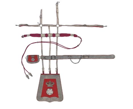A Rare Officer's Full Dress Sabretache, Pouch, Slings, Waistbelt And Barrel SashCirca 1860-1901The first faced in red cloth, 