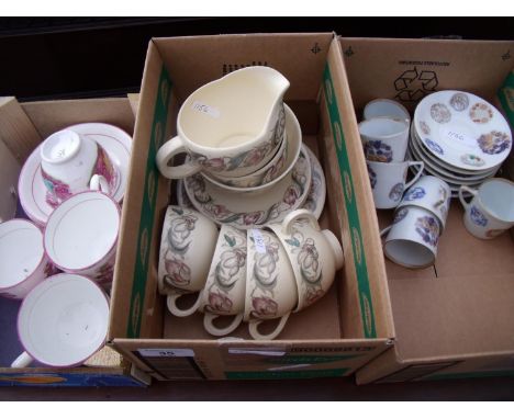 Victorian transfer print part tea service, a Japanese part coffee service and a Suzie Cooper part tea service, in three boxes